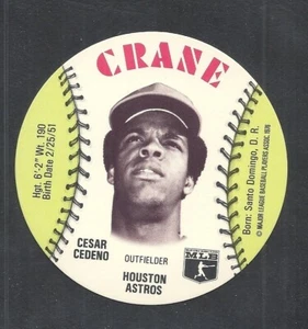 1976 Crane Baseball Disc - Cesar Cedeno - Houston Astros - Picture 1 of 2