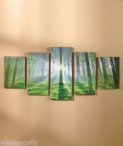 5 pz set arte da parete in tela graduata albero foresta tranquilla decorazione accento - Foto 1 di 1