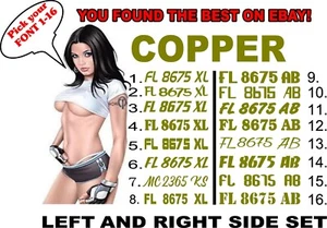 COPPER BOAT REGISTRATION NUMBERS BRASS Decal Registration SeaDoo HULL JETSKI - Picture 1 of 2