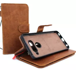Genuine Leather case for LG V40 Wallet Cover Book Holder Magnetic Removable ID - Picture 1 of 8