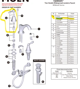 Moen Handle Kit Spot Resist Brushed Nickel For Caldwell Faucet WS84440SRN - Picture 1 of 2