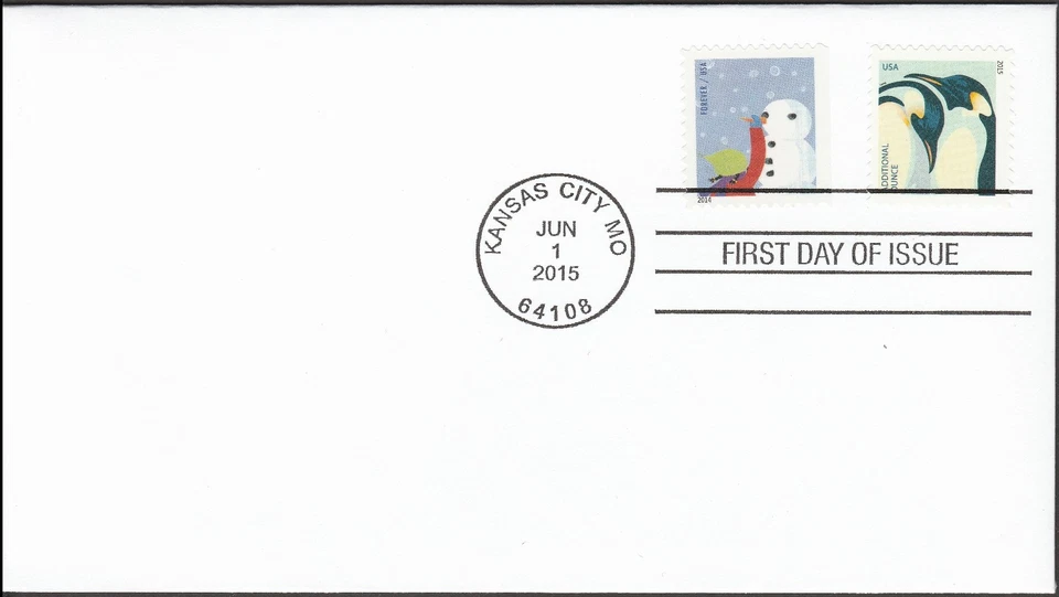 US 4989 Penguins Winter Fun Snowman CDS FDC 2015 - Image 1 of 1