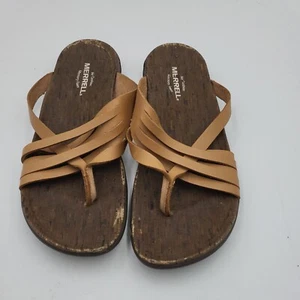 Merrell Mandolin Brown Leather Slip On Sandals Shoes Women's US 7 - Picture 1 of 5