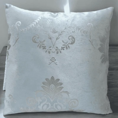 Cushion Covers Blush Pink Duck Egg Blue Spec Scandi Damask Flower 18x18" 45x45cm - Image 1 of 4