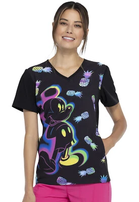 Mickey Mouse Cherokee Scrubs Tooniforms Disney V Neck Top TF627 MKYI - Image 1 of 4