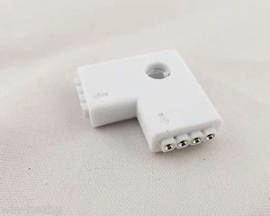 Connector Female 4 Pins 2 way L Shape For Led Strip Light RGB 5050 3528 Adapter - Picture 1 of 6