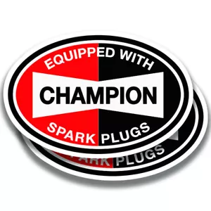 CHAMPION SPARK PLUGS DECAL Vintage 2 Stickers Bogo For Car Window Bumper Truck - Picture 1 of 1