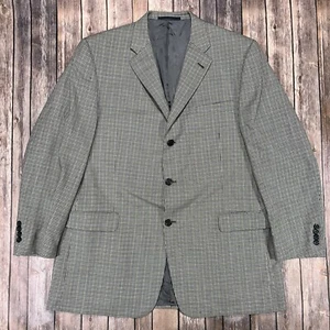 Burberry London Bond Street Wool Sport Coat Blazer 46L Beige Houndstooth READ - Picture 1 of 14