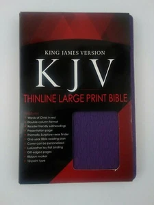 KJV Thinline Large Print Bible Brown/Purple 2016 Lux Leather - Picture 1 of 9