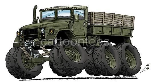 6X6 Military Transport Cartoon Tshirt  #0573 GA muscle car automotive art - Image 1 of 1