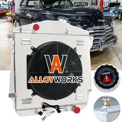 Fits 43-48 Chevy Fleetline FleetMaster/Stylemaster V8 4 Row Radiator+Shroud Fan Foto 1 de 4