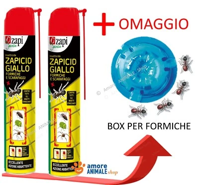 Zapi GIALLO Formiche e Scarafaggi → 500 ML Insetticida SPRAY + BOX FORMICHE