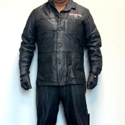 Men's Hard Rock Cafe Black Leather Car Coat Size XL - Image 1 of 4