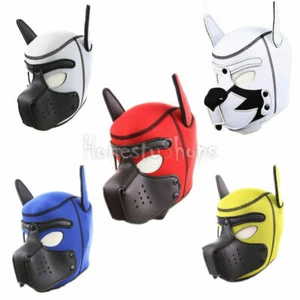 Puppy Play Dog Hood Mask Strap Slave Pup Role fetish aninal mask - Picture 1 of 18