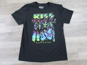 Camisa Kiss Para Hombres Grande Negra Rock Roll Grande Gráfico Banda de Música T - Imagen 1 de 9
