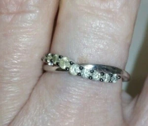 #1 Gorgeous 100% Genuine 1/3ct Multi-Colour Diamond Sterling Silver Ring N / O - Picture 1 of 7