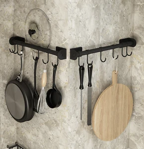 Nail-Free Glue Kitchen Utensil Hanging Storage Organiser 5/6 Hooks Handy - Picture 1 of 6