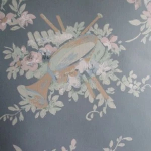 14sr Strahan Historic Music, Roses, Ribbons Handprinted Neoclassical Wallpaper  - Picture 1 of 6
