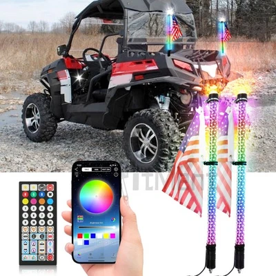 3FT Thick LED Chasing RGB Fat Whip Light Warning Flag For CFMoto ZFORCE 1000 500 Foto 1 de 4