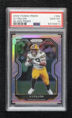 2020 Panini Prizm Rookie Silver Prizm AJ Dillon #364 PSA 10 GEM MT Rookie RC - Image 1 of 3