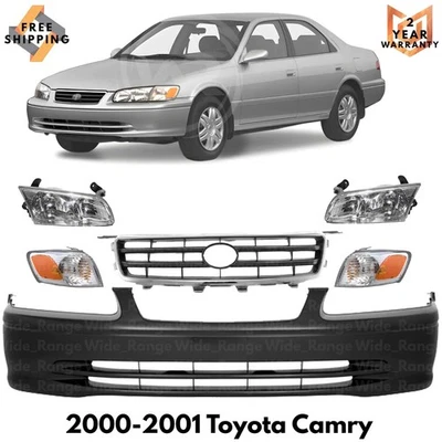 Front Bumper Cover Paintable & Grille Assembly Kit For 2000-2001 Toyota Camry - Imagem 1 de 4