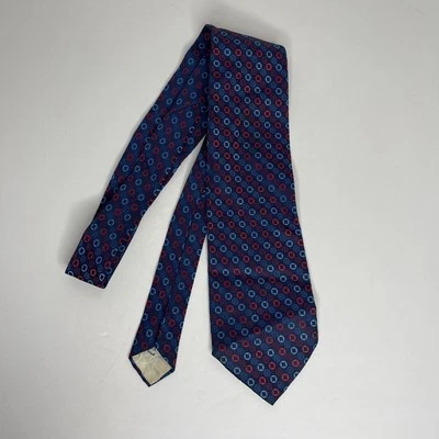 Corbata ancha vintage azul marino poliéster geométrico Foto 1 de 4
