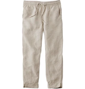 Pantalones de lino LL Bean talla 6 recortados al tobillo tiro medio pierna cónica tirar de playa - Imagen 1 de 11