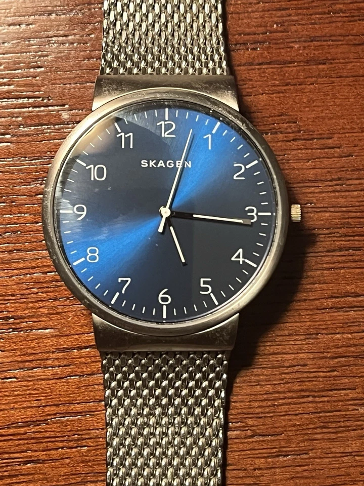 RELOJ SKAGEN SUPER SLIM ANCHER CLÁSICO ACERO AZUL GRIS UNISEX MODELO SKW6164. Foto 1 de 4