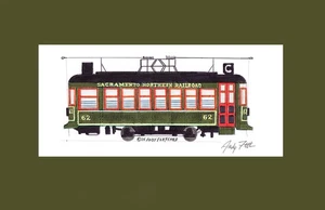 Sacramento Northern Birney Trolley #62 11"x17" Matted Print Fletcher signed - Picture 1 of 1