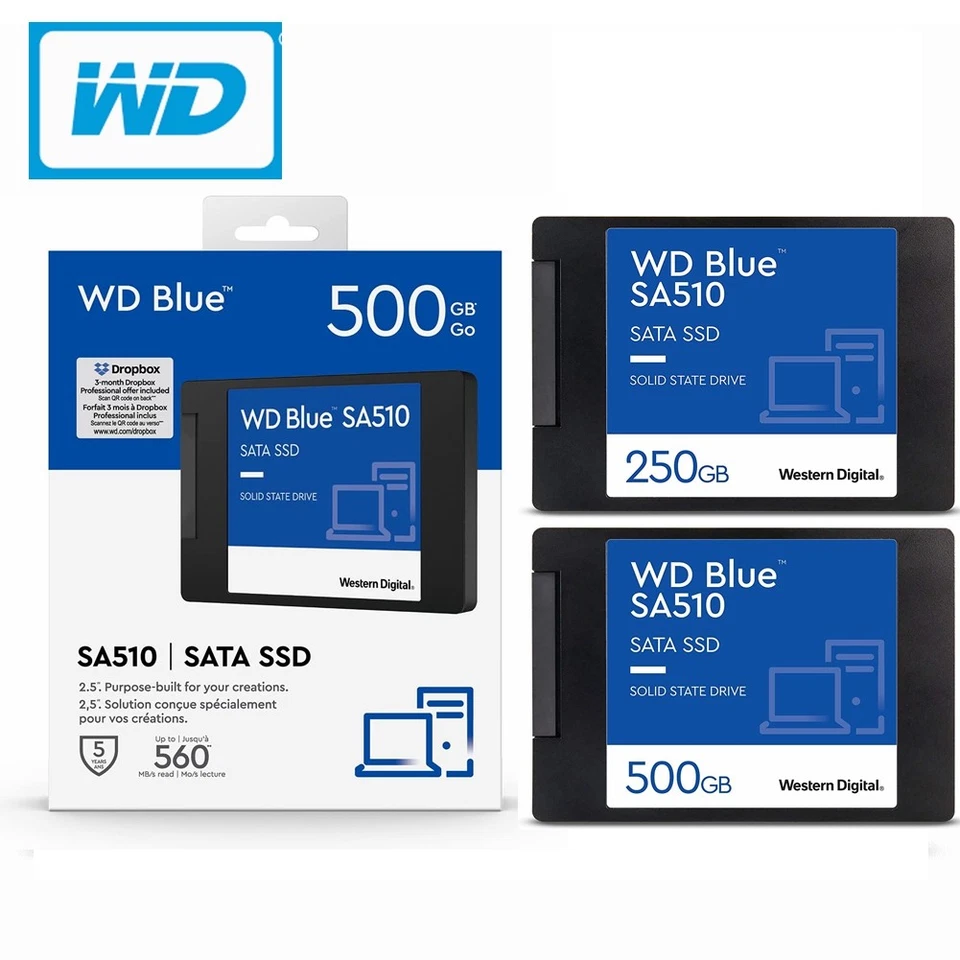 SSD Western Digital 250GB 500GB Blue SA510 SATA Internal Solid State Drive 2.5" - image 1 of 1