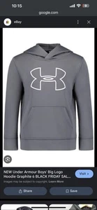 NWT UNDER ARMOUR Boys Logo Fleece Lined Hoodie; Grey, size 5 - Picture 1 of 2