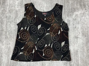 R&K Top Womens 14 Sleeveless Tank Polyester Spandex Stretch Geometric - Picture 1 of 11