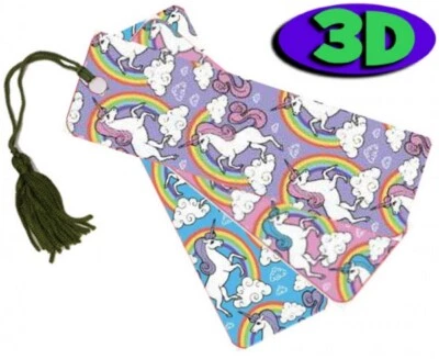 MEDIA4KIDS Rainbow Unicorns Moving 3D Hologram Bookmark With Tassel Book Place Holder 15 CM
