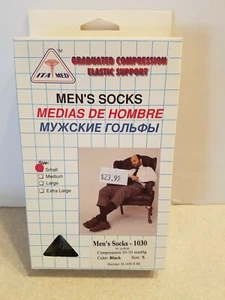 New ITA-Med Graduated Compression Elastic Support Men's Socks Black Size S - Picture 1 of 4