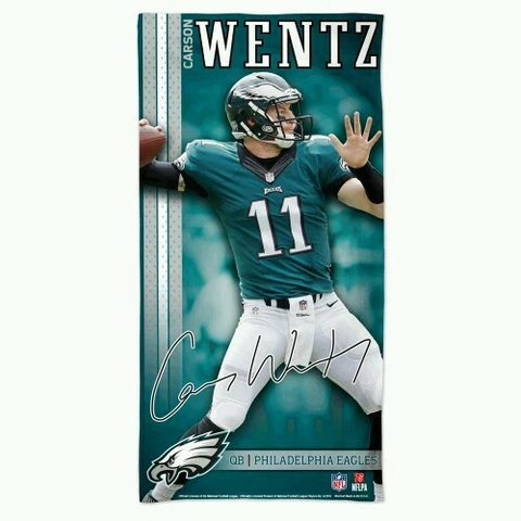 CARSON WENTZ PHILADELPHIA EAGLES  SPECTRA BEACH TOWEL 30"X60" COTTON PLUSH Cover