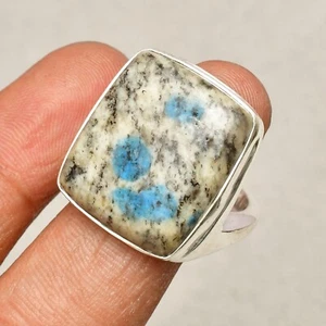K2 Azurite Gemstone 925 Sterling Silver Handmade Jewelry Ring 8.5 - Picture 1 of 6