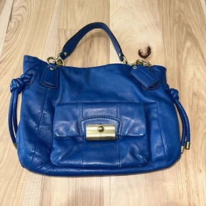 VTG Coach Kristin Teal Blue Leather Convertible Shoulder - Picture 1 of 11
