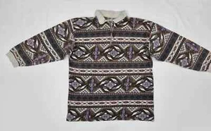 Vintage Carlo Comberti Fleece Pullover M Herren Aztek Muster 90s Zip Collar - Bild 1 von 4