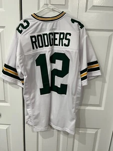 Green Bay Packers Aaron Rodgers White Away Jersey XL- Gently Used - Picture 1 of 2