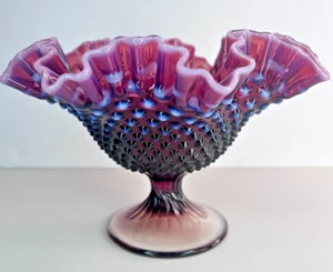 Fenton Dark Plum opalisierend Schuhnagel großes Kompott - 10" ca. 1960er - Bild 1 von 9