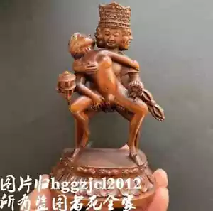 Statua Buddha 6" Bosso Tantra Buddismo Tempio Casa Hevajra Yab-Yum Happy Love - Foto 1 di 8