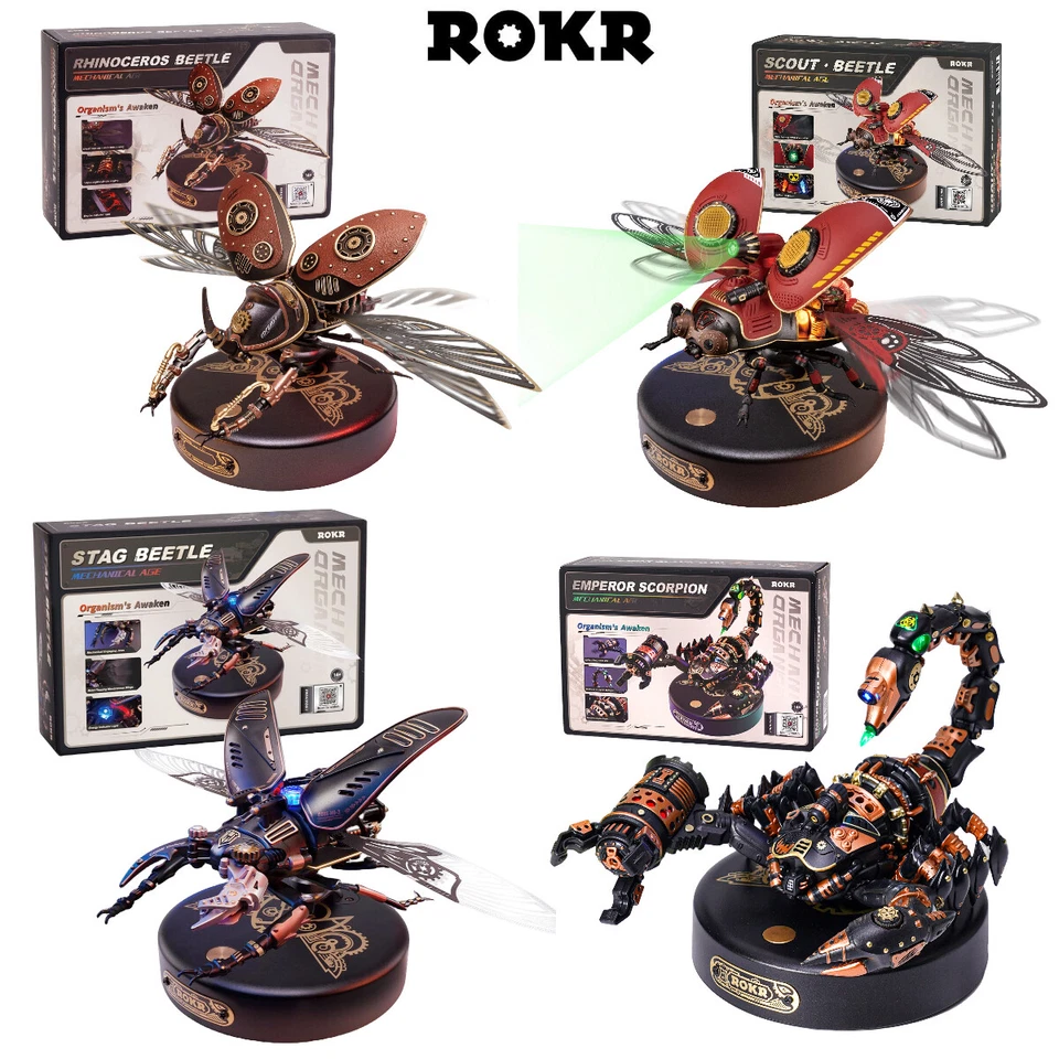 ROKR 4 Kit Beetle Model DIY 3D Puzzle Steampunk Mechanical Adult Boys Xmas Gift - Image 1 of 4