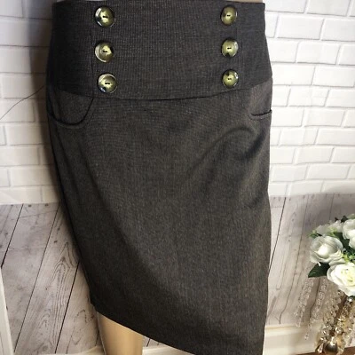 BCX Junior's High Rise Pencil Skirt w/ Button Detail Stretch Size 11 Gray - Image 1 of 4