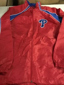 NWT MEN'S PHILADELPHIA PHILLIES BLUE & RED FULL ZIP WINDBREAKER FREE SHIPPING - Picture 1 of 1