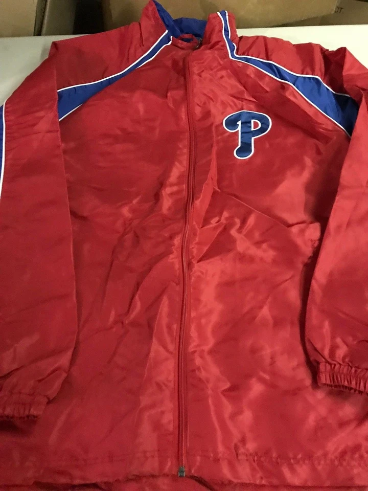 NWT MEN'S PHILADELPHIA PHILLIES BLUE & RED FULL ZIP WINDBREAKER FREE SHIPPING - Image 1 of 1