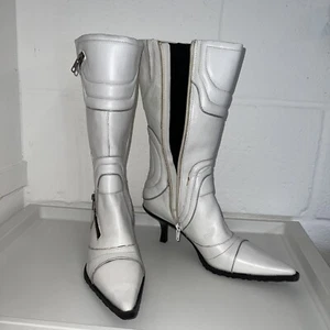 White Faith vintage leather boots size 37 Distressed Needs Re heeling HTF - Picture 1 of 10