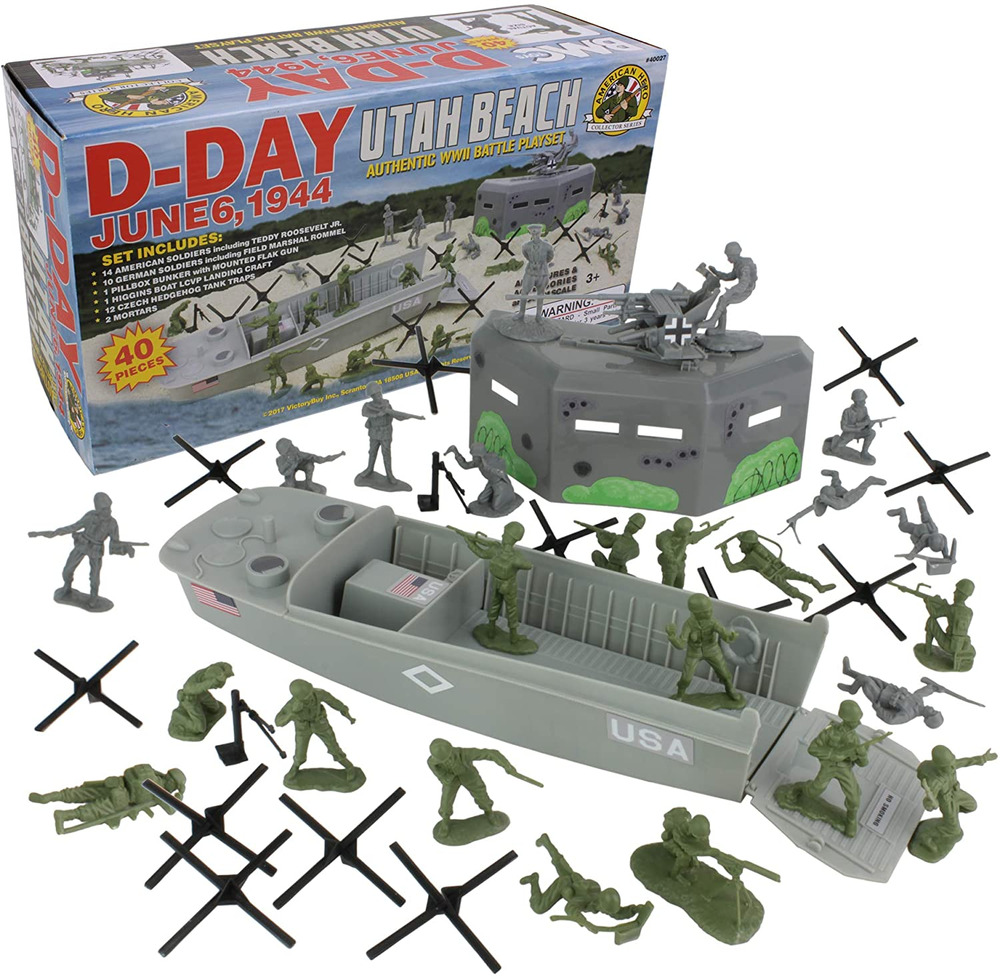 BMC WW2 D-Day Plastic Army Men - Utah Beach 40Pc Soldier Figures Playset
