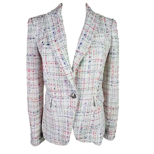 VERONICA BEARD Cutaway Dickey Jacket Multicolor Tweed Size 0 Single Button - Picture 1 of 15