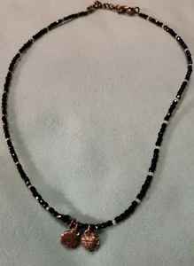 Brighton Silver Tone Heart Charm Black Bead Necklace♡♡ - Picture 1 of 4