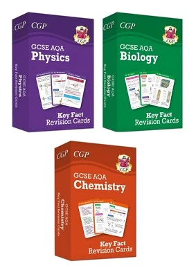 GCSE AQA Key Fact Revision Cards Set of 3 (Biology, Chemistry, Physics)